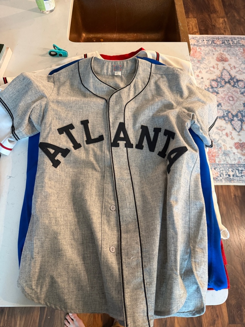 Atlanta Throwback #7 Ebbets Field Flannels - Baseball Jersey - Gray - Medium